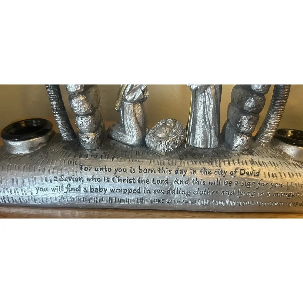 Demdaco Wendy Wiinanen 2018 Nativity Luke 4 Candle Holders Metallic Silver
